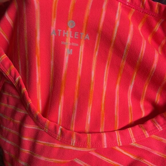 Athleta Pop Pink Orange Space Dye Running Top M - Picture 2 of 7